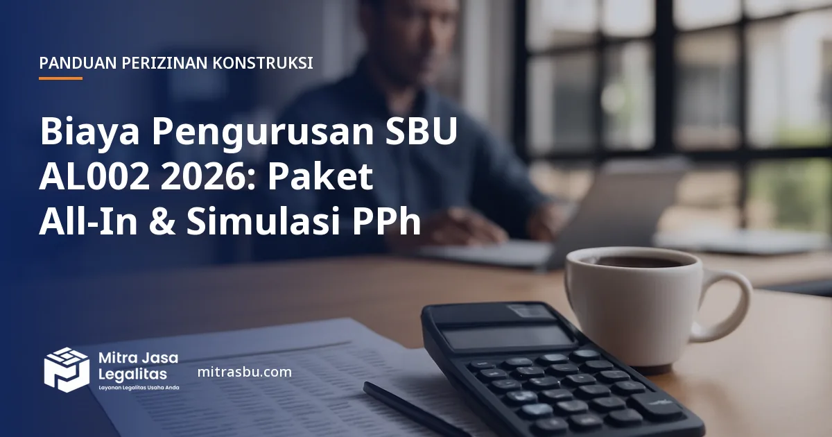 Ilustrasi artikel Biaya Pengurusan SBU AL002 2026: Paket All-In & Simulasi PPh — Mitra Jasa Legalitas