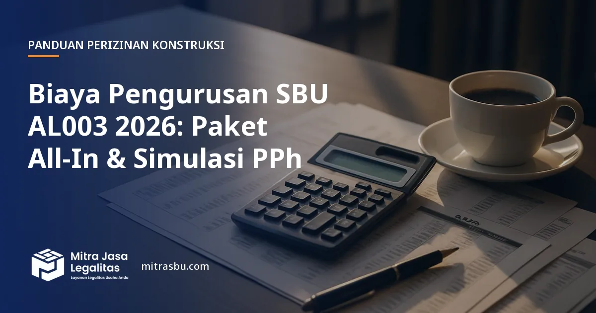Ilustrasi artikel Biaya Pengurusan SBU AL003 2026: Paket All-In & Simulasi PPh — Mitra Jasa Legalitas