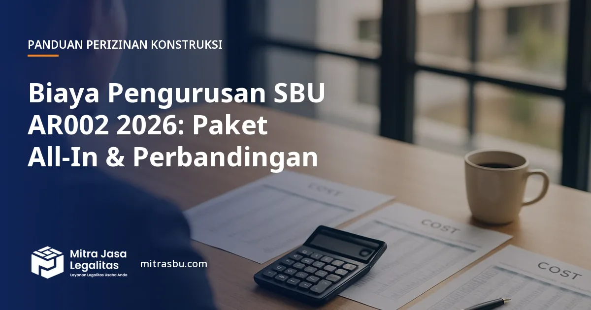 Ilustrasi artikel Biaya Pengurusan SBU AR002 2026: Paket All-In & Perbandingan — Mitra Jasa Legalitas