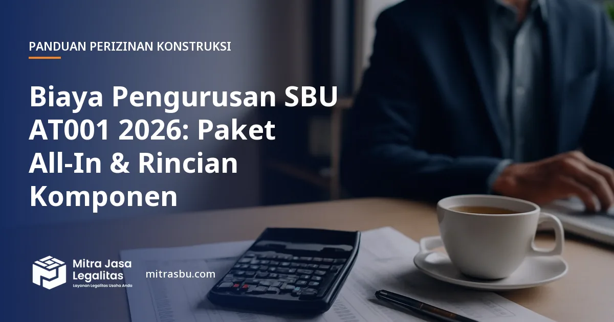 Ilustrasi artikel Biaya Pengurusan SBU AT001 2026: Paket All-In & Rincian Komponen — Mitra Jasa Legalitas