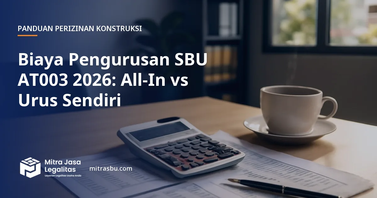 Ilustrasi artikel Biaya Pengurusan SBU AT003 2026: All-In vs Urus Sendiri — Mitra Jasa Legalitas