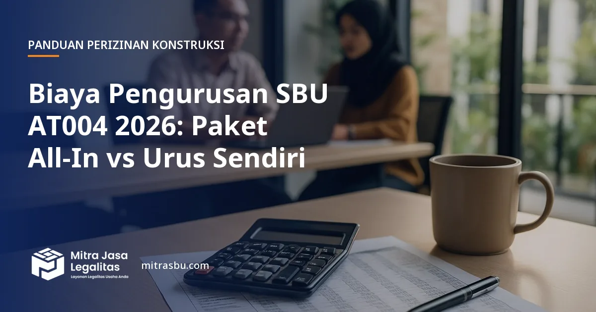 Ilustrasi artikel Biaya Pengurusan SBU AT004 2026: Paket All-In vs Urus Sendiri — Mitra Jasa Legalitas