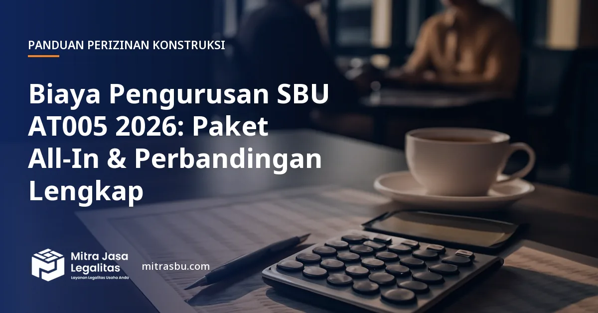 Ilustrasi artikel Biaya Pengurusan SBU AT005 2026: Paket All-In & Perbandingan Lengkap — Mitra Jasa Legalitas