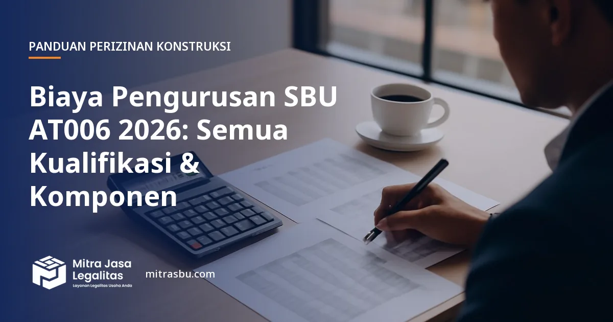 Ilustrasi artikel Biaya Pengurusan SBU AT006 2026: Semua Kualifikasi & Komponen — Mitra Jasa Legalitas