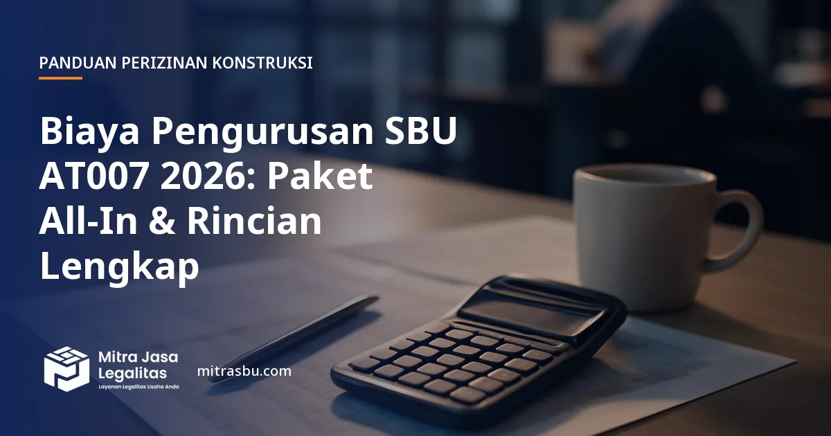Ilustrasi artikel Biaya Pengurusan SBU AT007 2026: Paket All-In & Rincian Lengkap — Mitra Jasa Legalitas