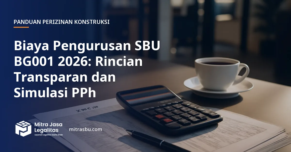 Ilustrasi artikel Biaya Pengurusan SBU BG001 2026: Rincian Transparan dan Simulasi PPh — Mitra Jasa Legalitas