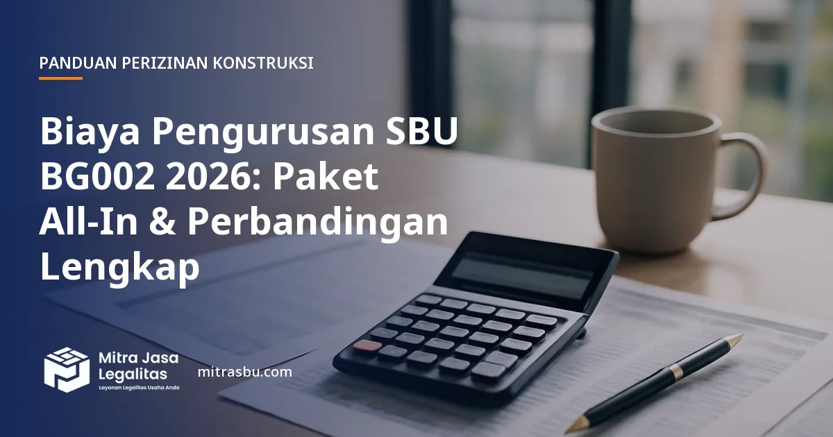 Ilustrasi artikel Biaya Pengurusan SBU BG002 2026: Paket All-In & Perbandingan Lengkap — Mitra Jasa Legalitas