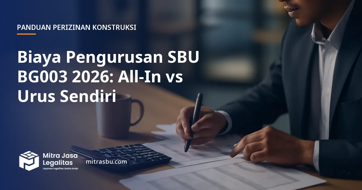 Ilustrasi artikel Biaya Pengurusan SBU BG003 2026: All-In vs Urus Sendiri — Mitra Jasa Legalitas