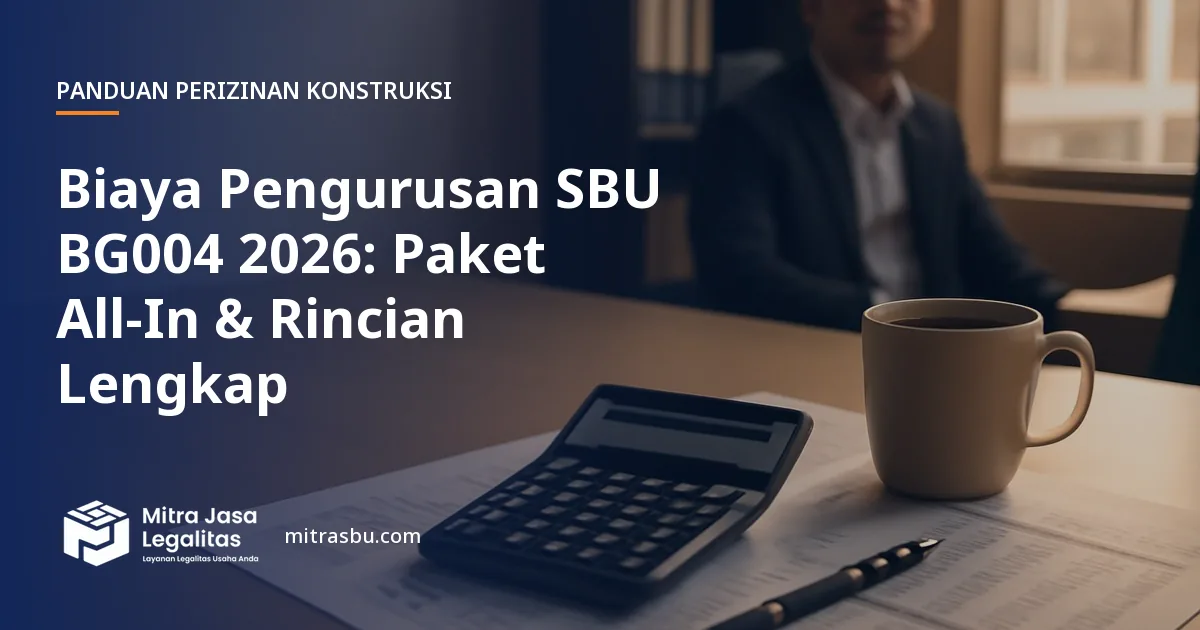 Ilustrasi artikel Biaya Pengurusan SBU BG004 2026: Paket All-In & Rincian Lengkap — Mitra Jasa Legalitas