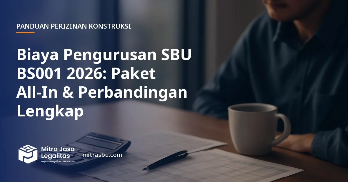 Ilustrasi artikel Biaya Pengurusan SBU BS001 2026: Paket All-In & Perbandingan Lengkap — Mitra Jasa Legalitas