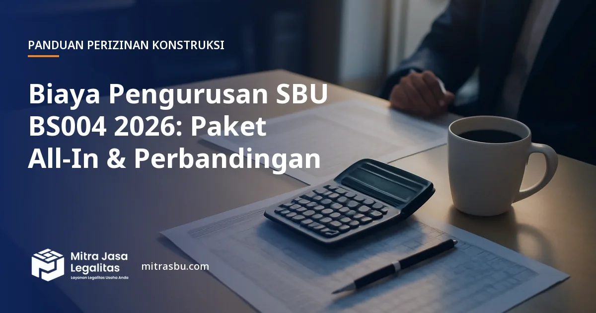 Ilustrasi artikel Biaya Pengurusan SBU BS004 2026: Paket All-In & Perbandingan — Mitra Jasa Legalitas
