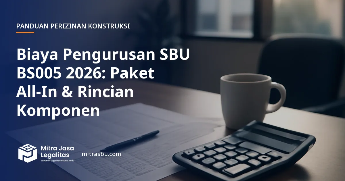 Ilustrasi artikel Biaya Pengurusan SBU BS005 2026: Paket All-In & Rincian Komponen — Mitra Jasa Legalitas