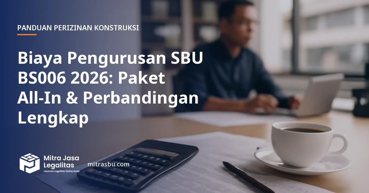 Ilustrasi artikel Biaya Pengurusan SBU BS006 2026: Paket All-In & Perbandingan Lengkap — Mitra Jasa Legalitas