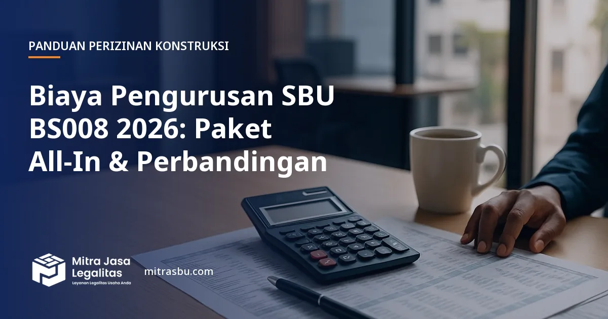 Ilustrasi artikel Biaya Pengurusan SBU BS008 2026: Paket All-In & Perbandingan — Mitra Jasa Legalitas