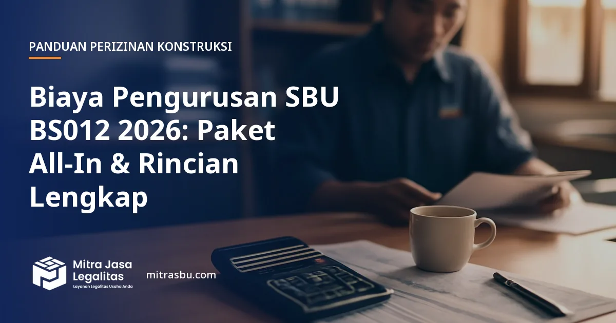 Ilustrasi artikel Biaya Pengurusan SBU BS012 2026: Paket All-In & Rincian Lengkap — Mitra Jasa Legalitas