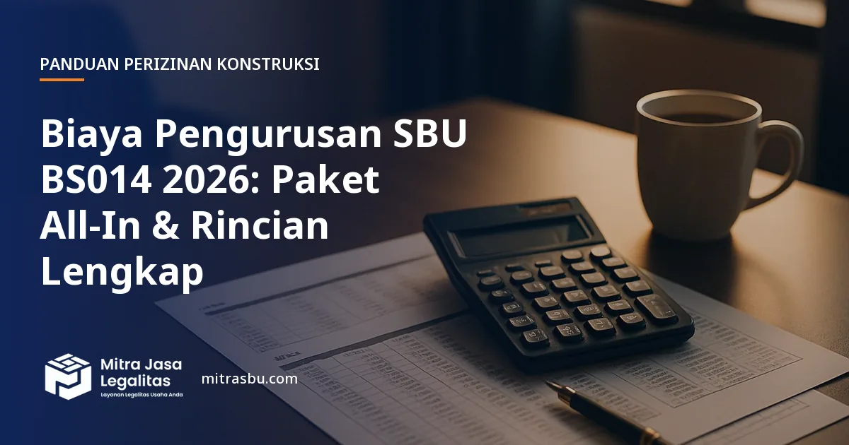 Ilustrasi artikel Biaya Pengurusan SBU BS014 2026: Paket All-In & Rincian Lengkap — Mitra Jasa Legalitas