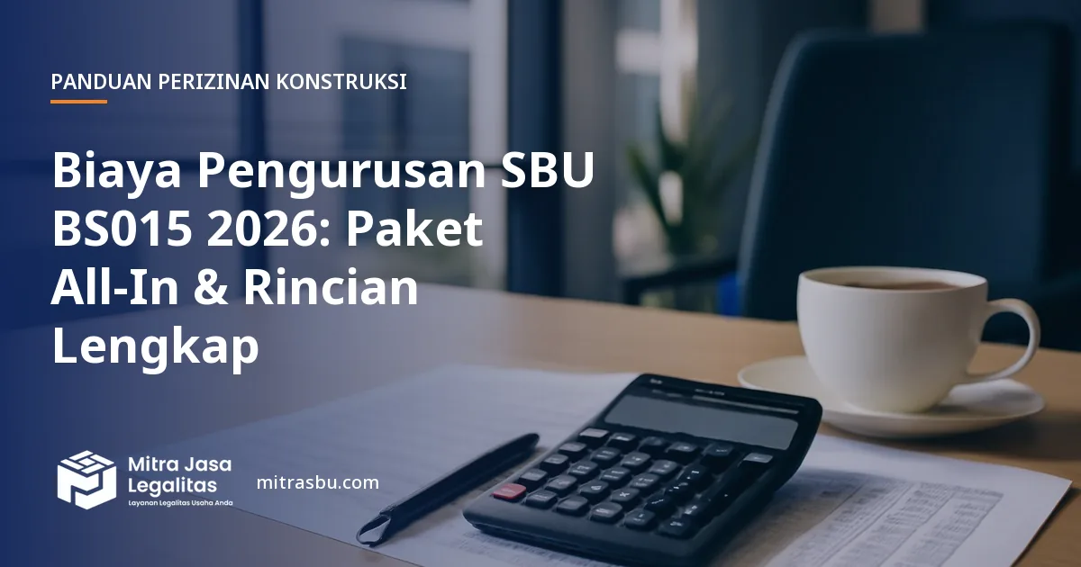 Ilustrasi artikel Biaya Pengurusan SBU BS015 2026: Paket All-In & Rincian Lengkap — Mitra Jasa Legalitas