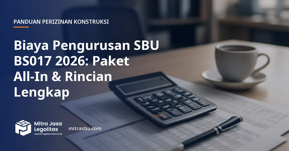 Ilustrasi artikel Biaya Pengurusan SBU BS017 2026: Paket All-In & Rincian Lengkap — Mitra Jasa Legalitas