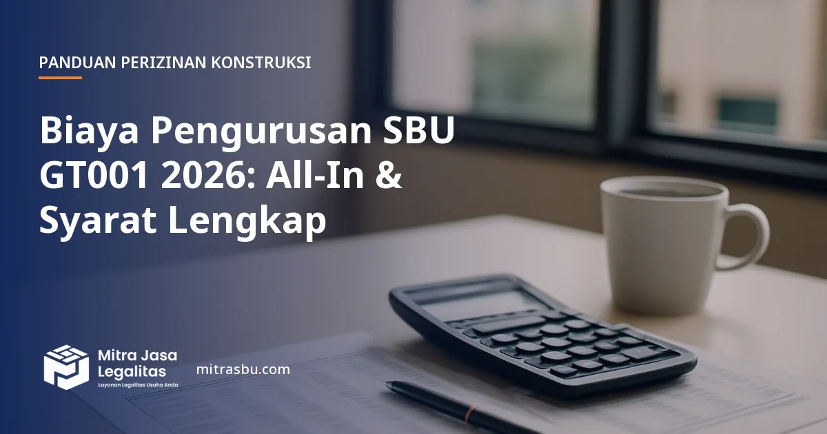 Ilustrasi artikel Biaya Pengurusan SBU GT001 2026: All-In & Syarat Lengkap — Mitra Jasa Legalitas