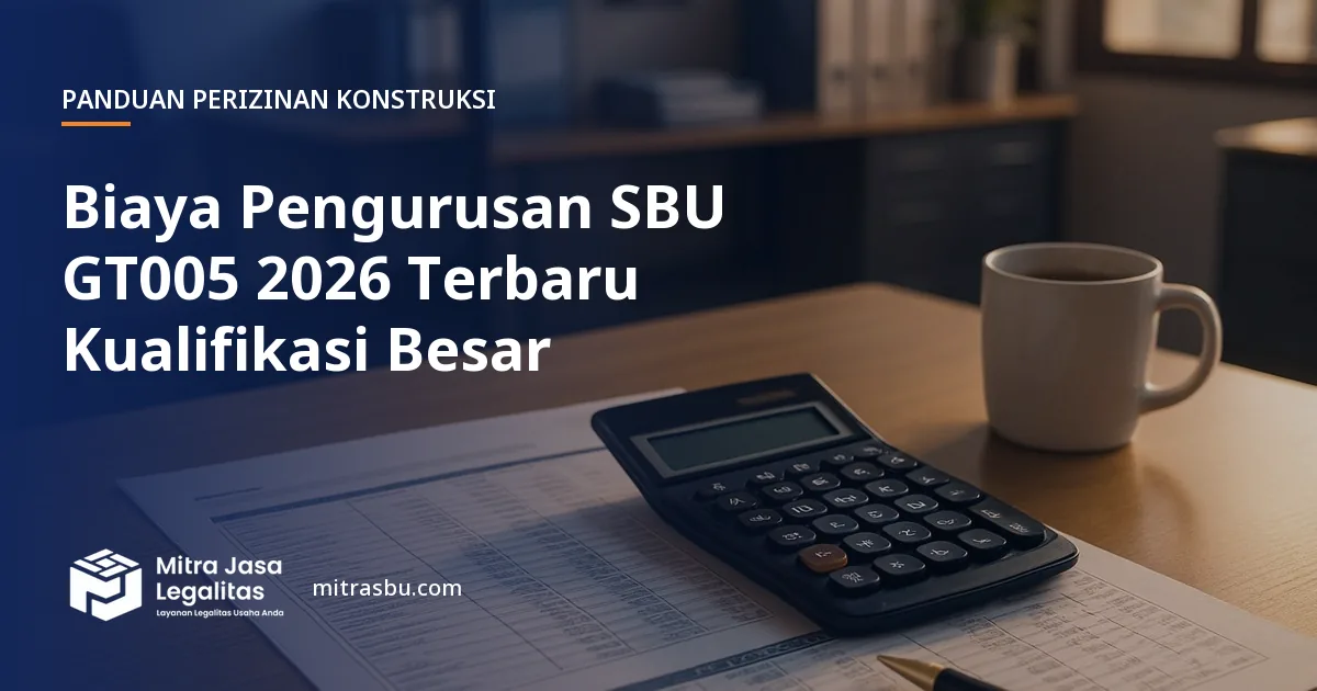 Ilustrasi artikel Biaya Pengurusan SBU GT005 2026 Terbaru Kualifikasi Besar — Mitra Jasa Legalitas