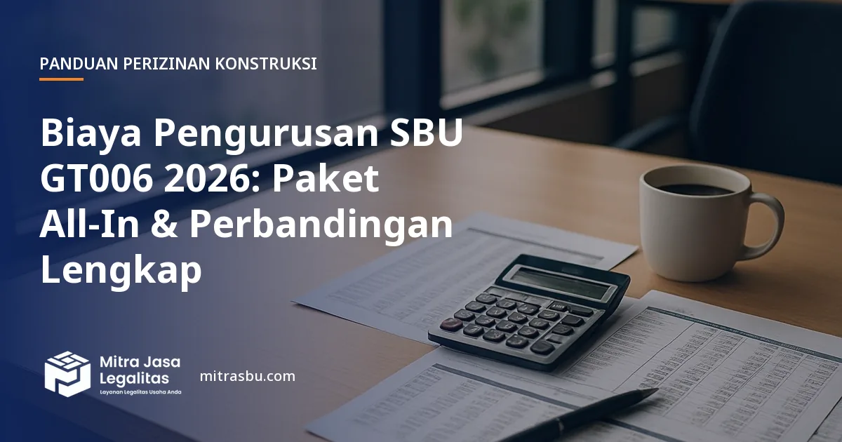 Ilustrasi artikel Biaya Pengurusan SBU GT006 2026: Paket All-In & Perbandingan Lengkap — Mitra Jasa Legalitas