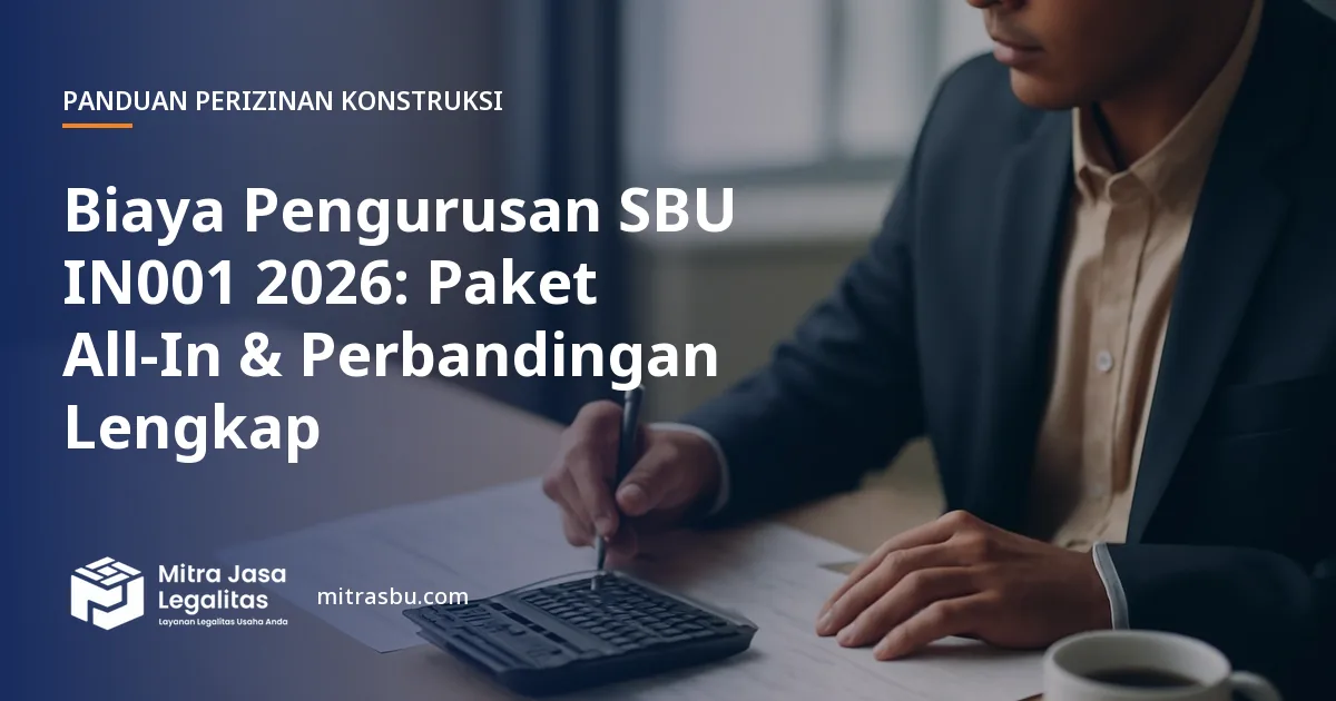 Ilustrasi artikel Biaya Pengurusan SBU IN001 2026: Paket All-In & Perbandingan Lengkap — Mitra Jasa Legalitas