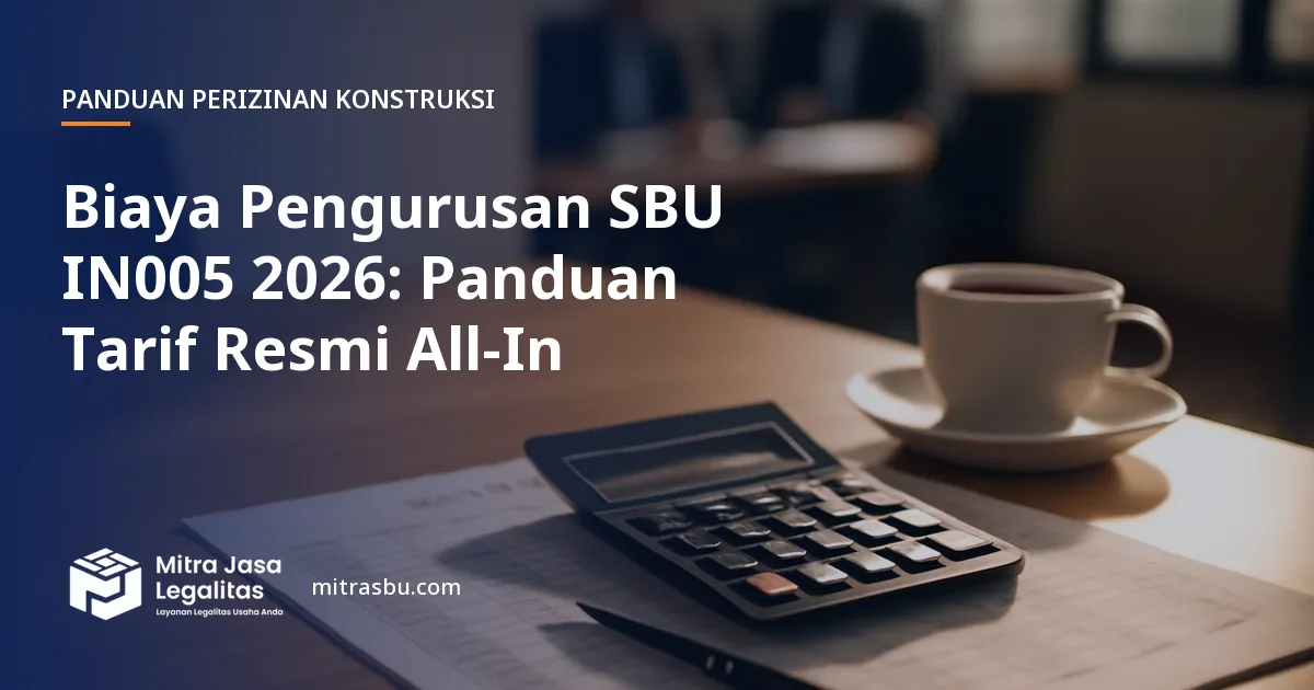 Ilustrasi artikel Biaya Pengurusan SBU IN005 2026: Panduan Tarif Resmi All-In — Mitra Jasa Legalitas