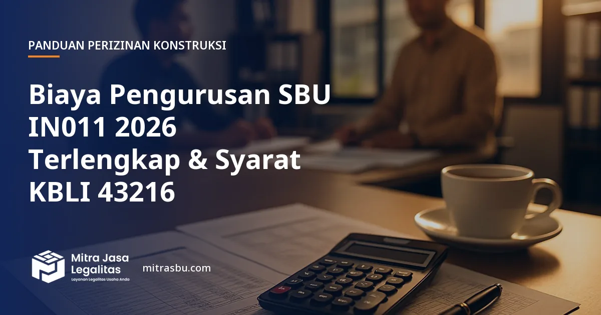 Ilustrasi artikel Biaya Pengurusan SBU IN011 2026 Terlengkap & Syarat KBLI 43216 — Mitra Jasa Legalitas