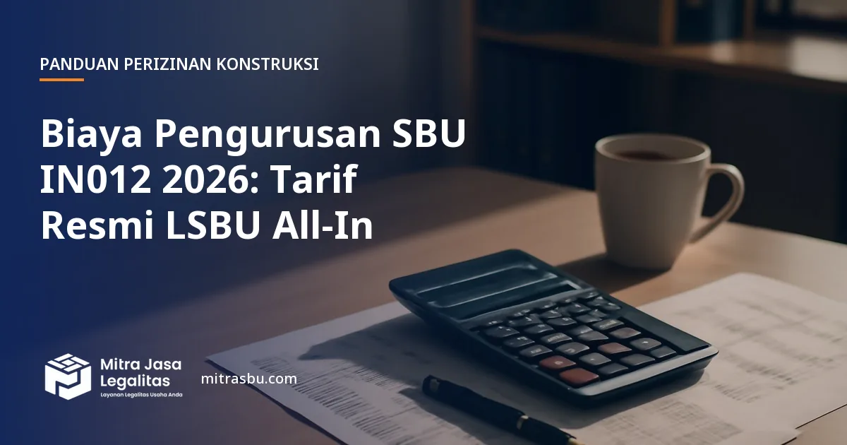 Ilustrasi artikel Biaya Pengurusan SBU IN012 2026: Tarif Resmi LSBU All-In — Mitra Jasa Legalitas