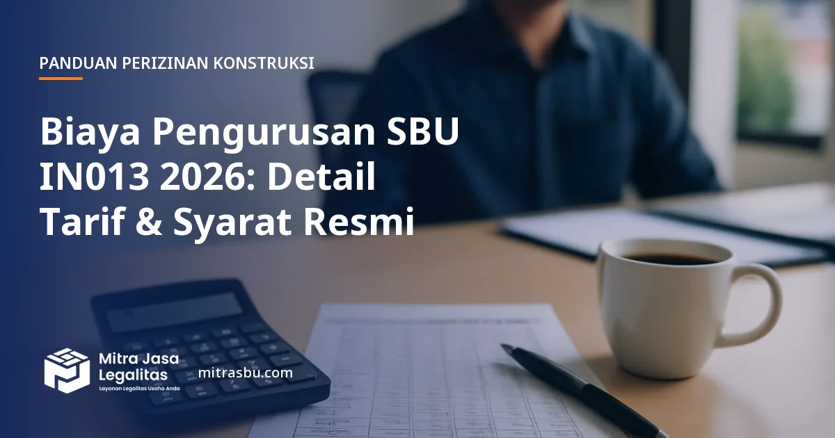 Ilustrasi artikel Biaya Pengurusan SBU IN013 2026: Detail Tarif & Syarat Resmi — Mitra Jasa Legalitas