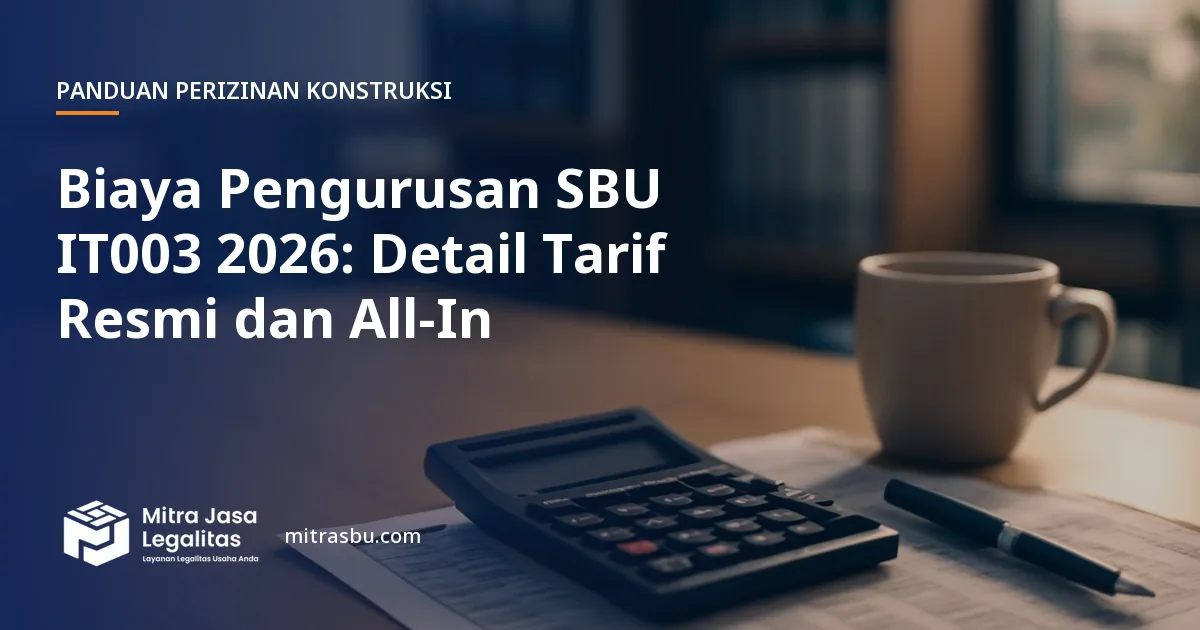 Ilustrasi artikel Biaya Pengurusan SBU IT003 2026: Detail Tarif Resmi dan All-In — Mitra Jasa Legalitas
