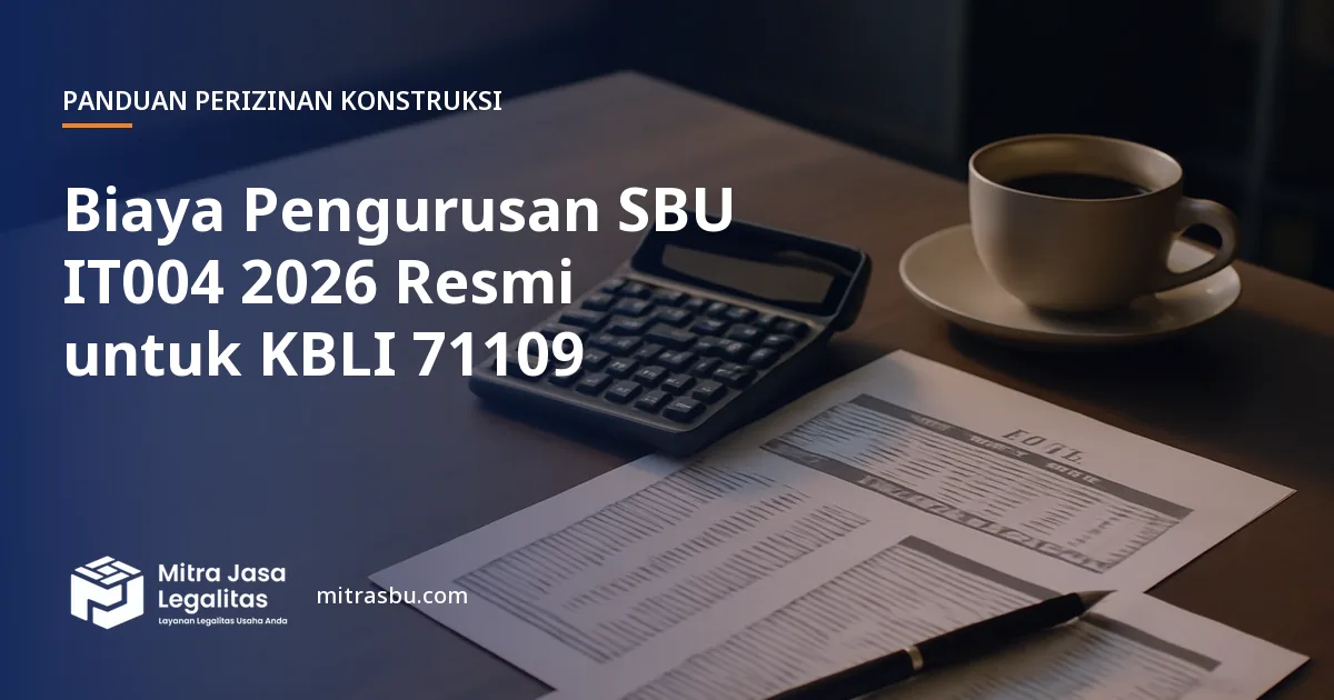Ilustrasi artikel Biaya Pengurusan SBU IT004 2026 Resmi untuk KBLI 71109 — Mitra Jasa Legalitas