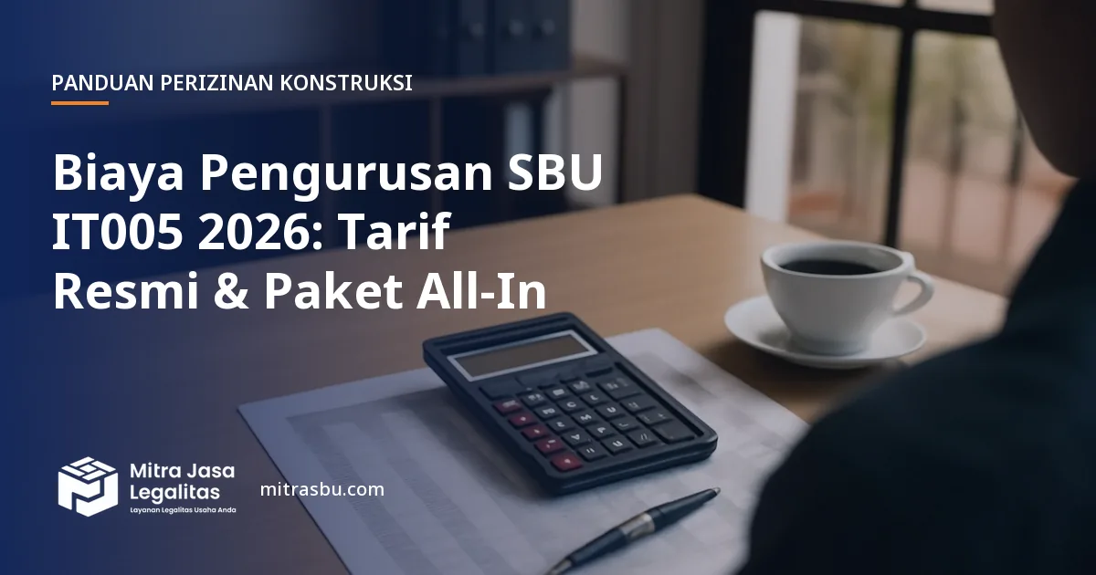 Ilustrasi artikel Biaya Pengurusan SBU IT005 2026: Tarif Resmi & Paket All-In — Mitra Jasa Legalitas
