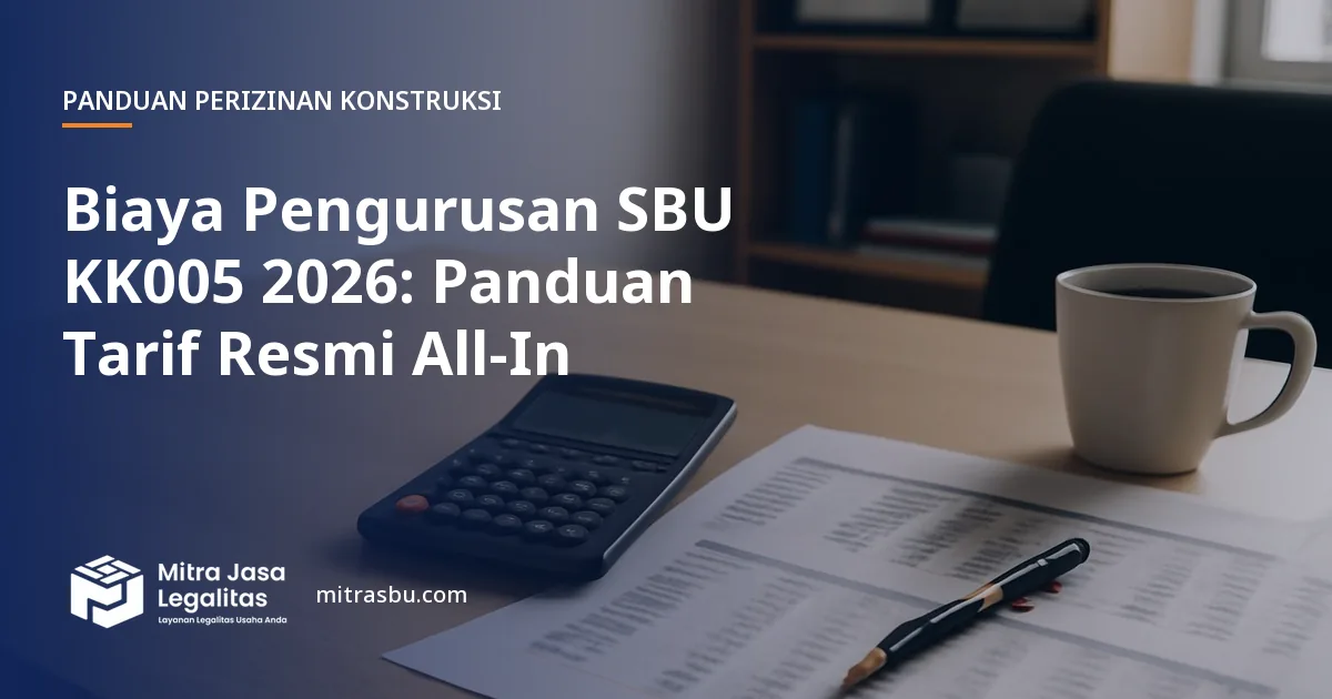 Ilustrasi artikel Biaya Pengurusan SBU KK005 2026: Panduan Tarif Resmi All-In — Mitra Jasa Legalitas