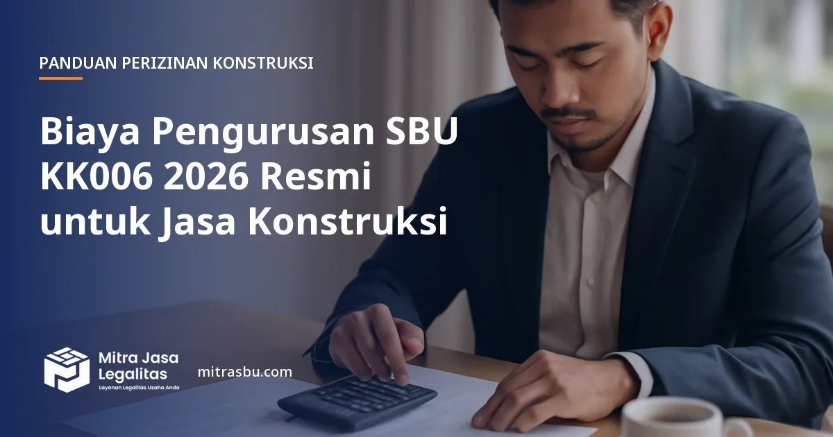 Ilustrasi artikel Biaya Pengurusan SBU KK006 2026 Resmi untuk Jasa Konstruksi — Mitra Jasa Legalitas
