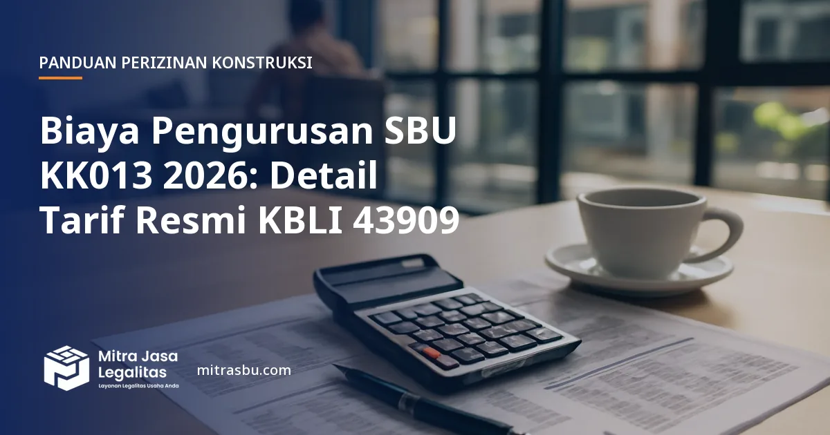 Ilustrasi artikel Biaya Pengurusan SBU KK013 2026: Detail Tarif Resmi KBLI 43909 — Mitra Jasa Legalitas