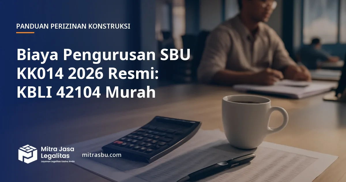 Ilustrasi artikel Biaya Pengurusan SBU KK014 2026 Resmi: KBLI 42104 Murah — Mitra Jasa Legalitas