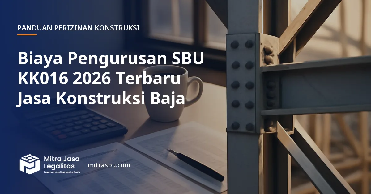 Ilustrasi artikel Biaya Pengurusan SBU KK016 2026 Terbaru Jasa Konstruksi Baja — Mitra Jasa Legalitas