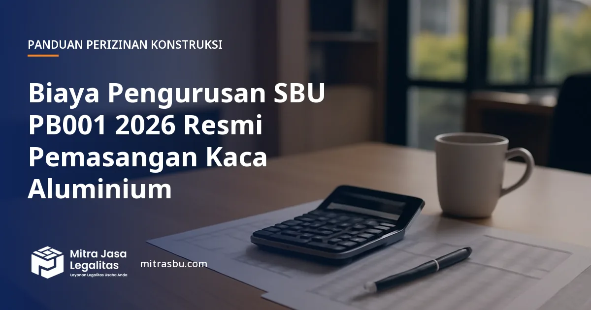 Ilustrasi artikel Biaya Pengurusan SBU PB001 2026 Resmi Pemasangan Kaca Aluminium — Mitra Jasa Legalitas