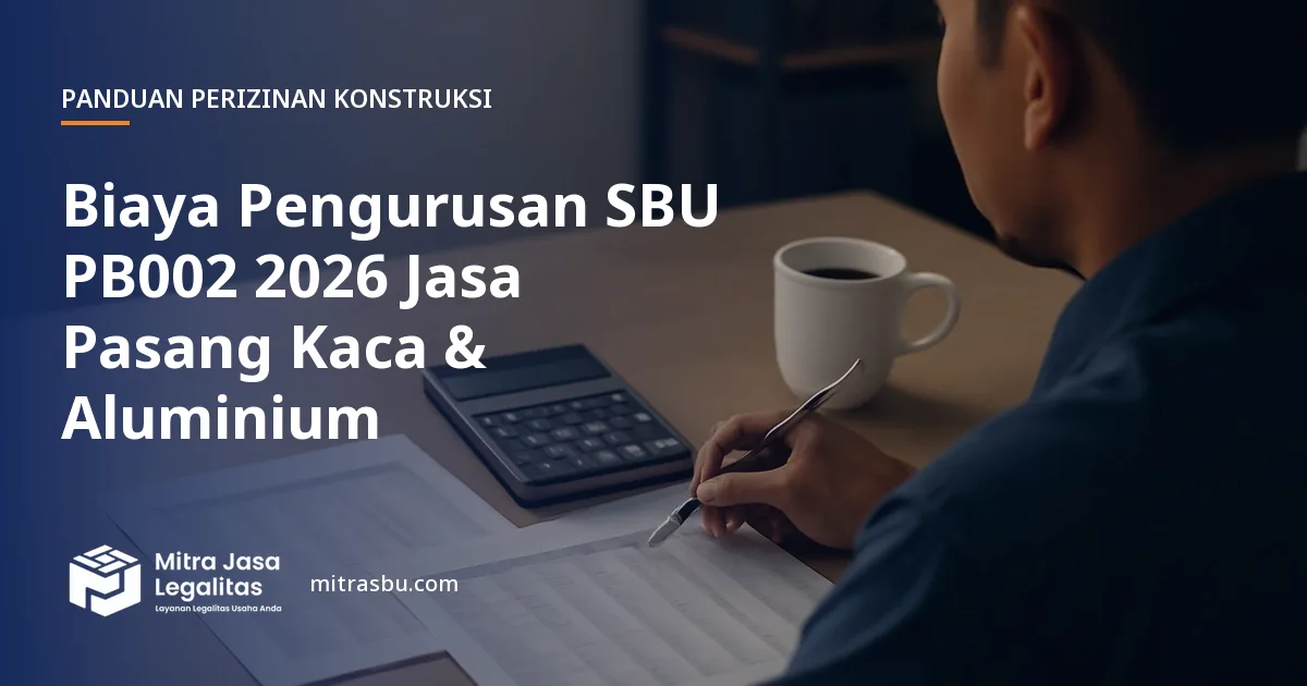 Ilustrasi artikel Biaya Pengurusan SBU PB002 2026 Jasa Pasang Kaca & Aluminium — Mitra Jasa Legalitas