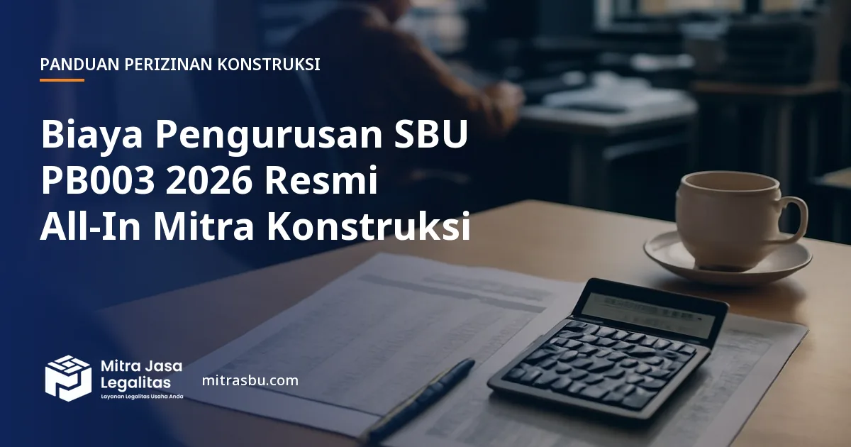 Ilustrasi artikel Biaya Pengurusan SBU PB003 2026 Resmi All-In Mitra Konstruksi — Mitra Jasa Legalitas