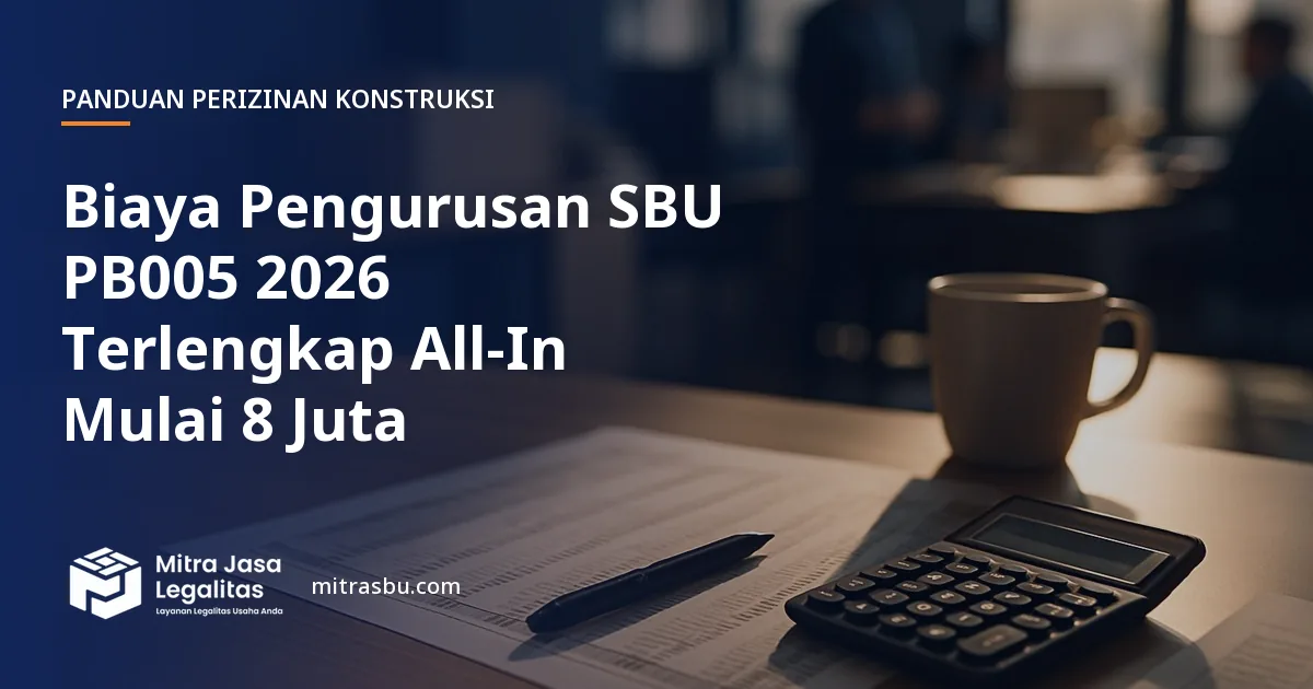 Ilustrasi artikel Biaya Pengurusan SBU PB005 2026 Terlengkap All-In Mulai 8 Juta — Mitra Jasa Legalitas
