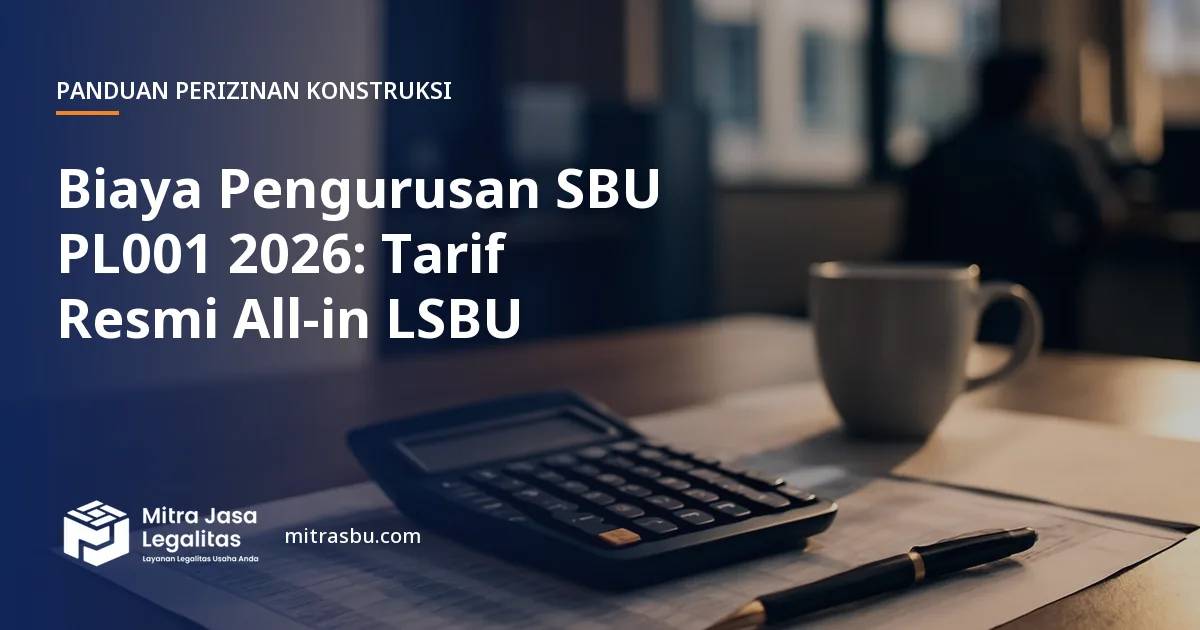 Ilustrasi artikel Biaya Pengurusan SBU PL001 2026: Tarif Resmi All-in LSBU — Mitra Jasa Legalitas