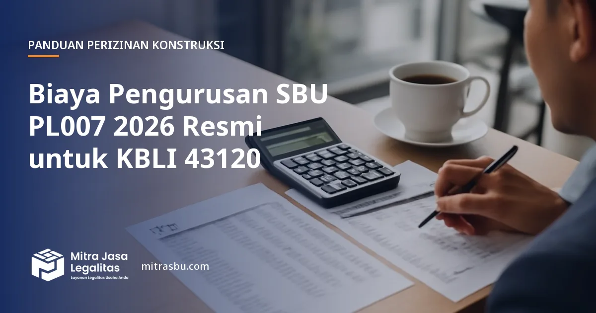 Ilustrasi artikel Biaya Pengurusan SBU PL007 2026 Resmi untuk KBLI 43120 — Mitra Jasa Legalitas