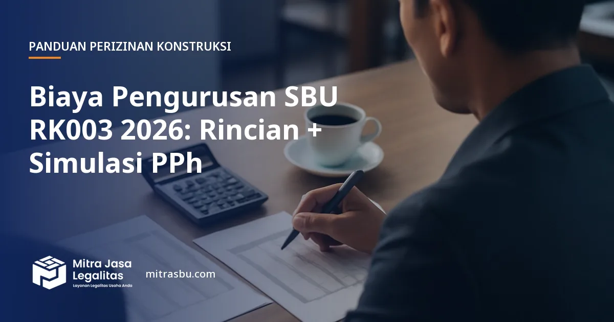 Ilustrasi artikel Biaya Pengurusan SBU RK003 2026: Rincian + Simulasi PPh — Mitra Jasa Legalitas