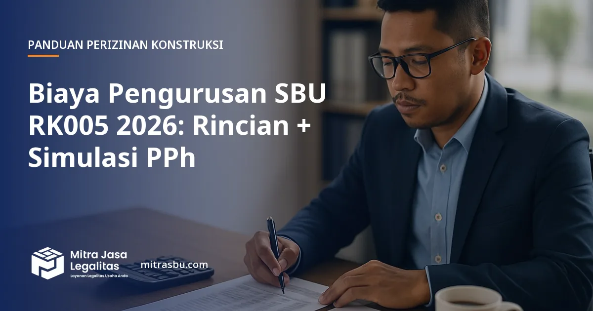 Ilustrasi artikel Biaya Pengurusan SBU RK005 2026: Rincian + Simulasi PPh — Mitra Jasa Legalitas
