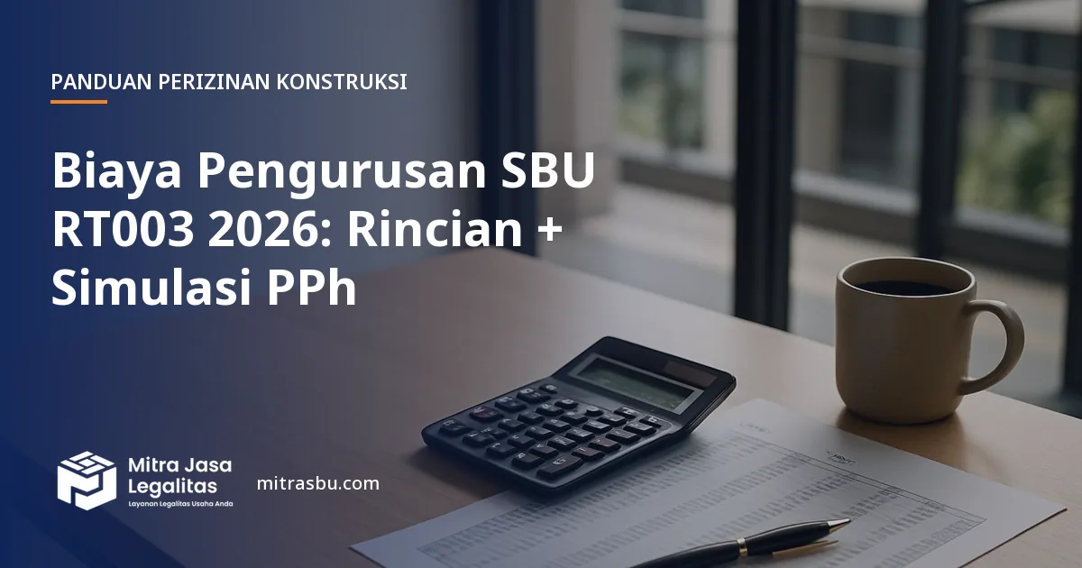 Ilustrasi artikel Biaya Pengurusan SBU RT003 2026: Rincian + Simulasi PPh — Mitra Jasa Legalitas