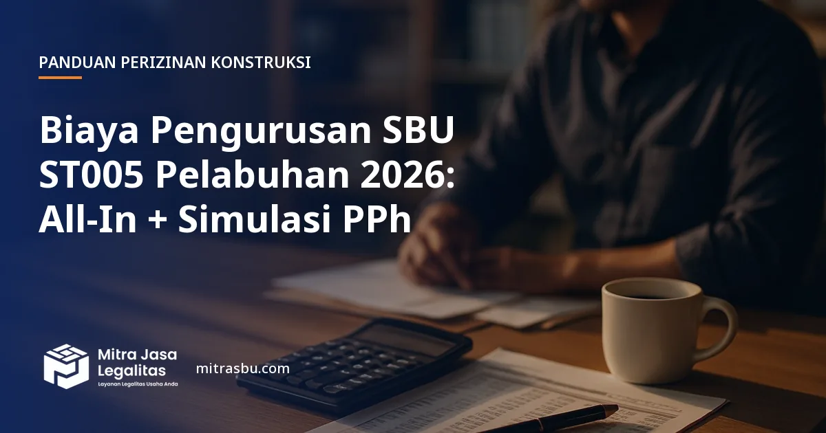 Ilustrasi artikel Biaya Pengurusan SBU ST005 Pelabuhan 2026: All-In + Simulasi PPh — Mitra Jasa Legalitas