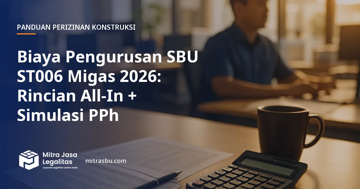 Ilustrasi artikel Biaya Pengurusan SBU ST006 Migas 2026: Rincian All-In + Simulasi PPh — Mitra Jasa Legalitas