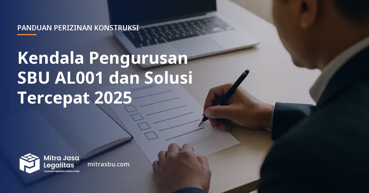 Ilustrasi artikel Kendala Pengurusan SBU AL001 dan Solusi Tercepat 2025 — Mitra Jasa Legalitas